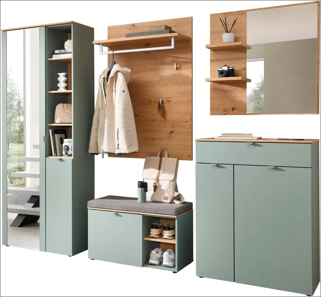 Prieškambario komplektas KI1678 - €595 Save 65% __label:Pristatymas 1-2 d.d., color-ruda, color-zalia, material-mdf,