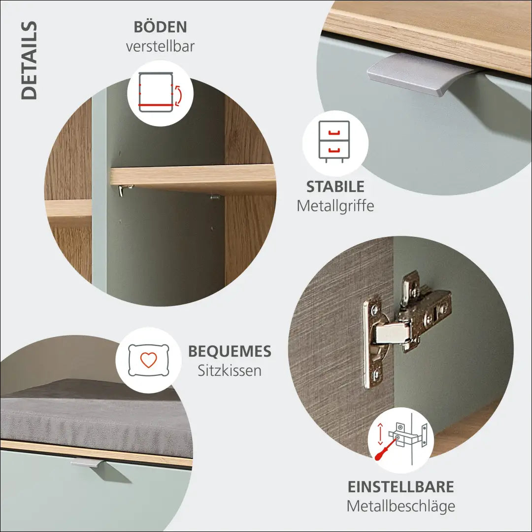 Prieškambario komplektas KI1678 - €595 Save 65% __label:Pristatymas 1-2 d.d., color-ruda, color-zalia, material-mdf,