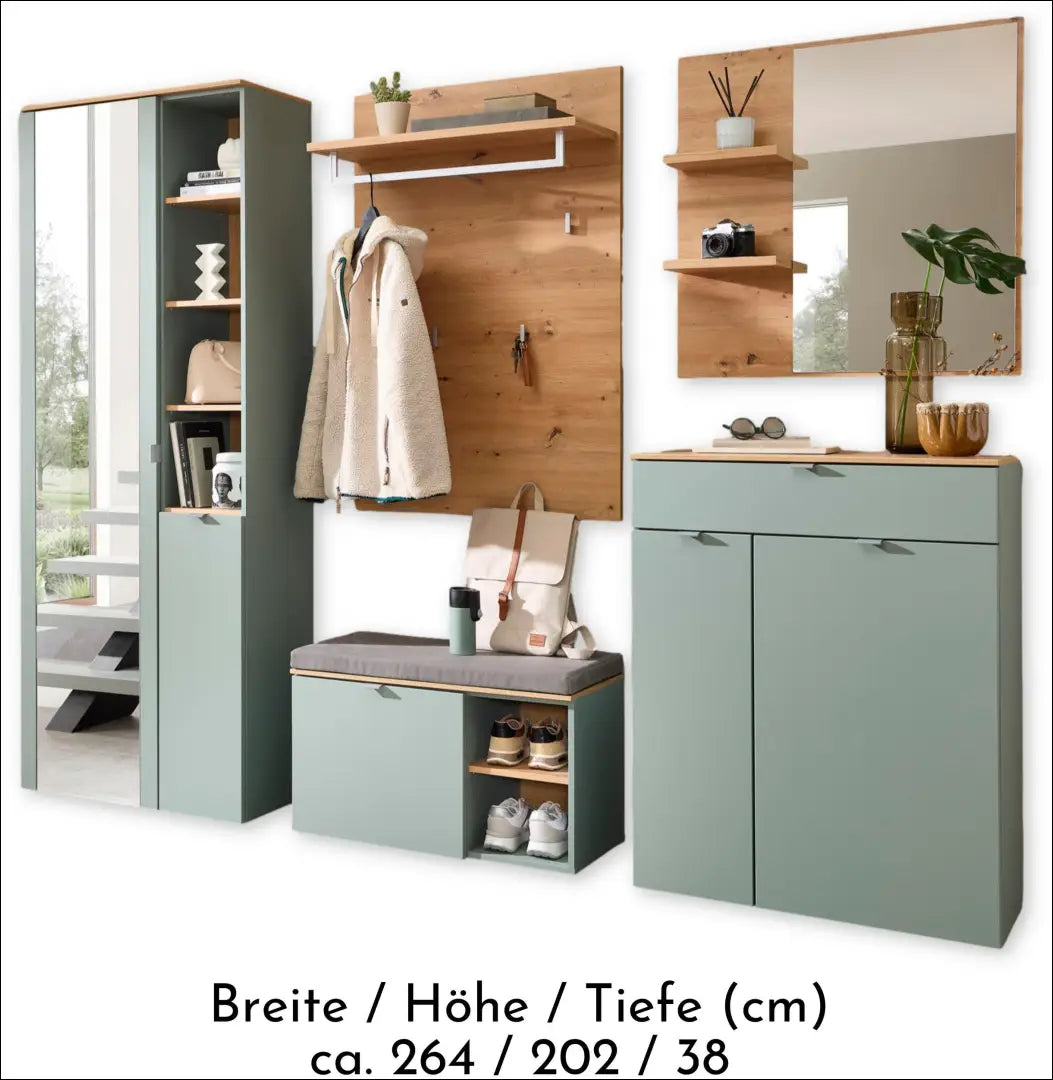 Prieškambario komplektas KI1678 - €595 Save 65% __label:Pristatymas 1-2 d.d., color-ruda, color-zalia, material-mdf,