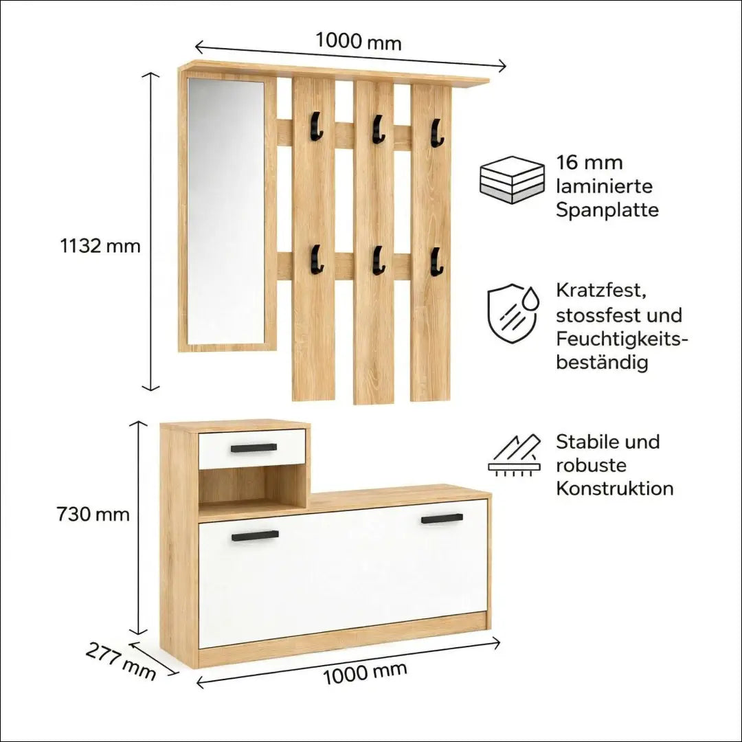 Prieškambario komplektas KI1809 - €110 Save 65% 100-200, __label:Pristatymas 1-2 d.d., color-balta, color-ruda,