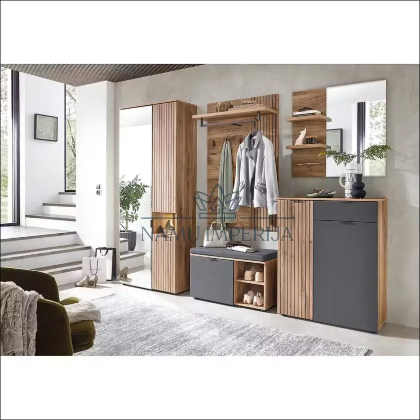 Prieškambario spinta KI1220 - €203 Save 55% __label:Pristatymas 1-2 d.d., color-ruda, material-mdf, material-stiklas,