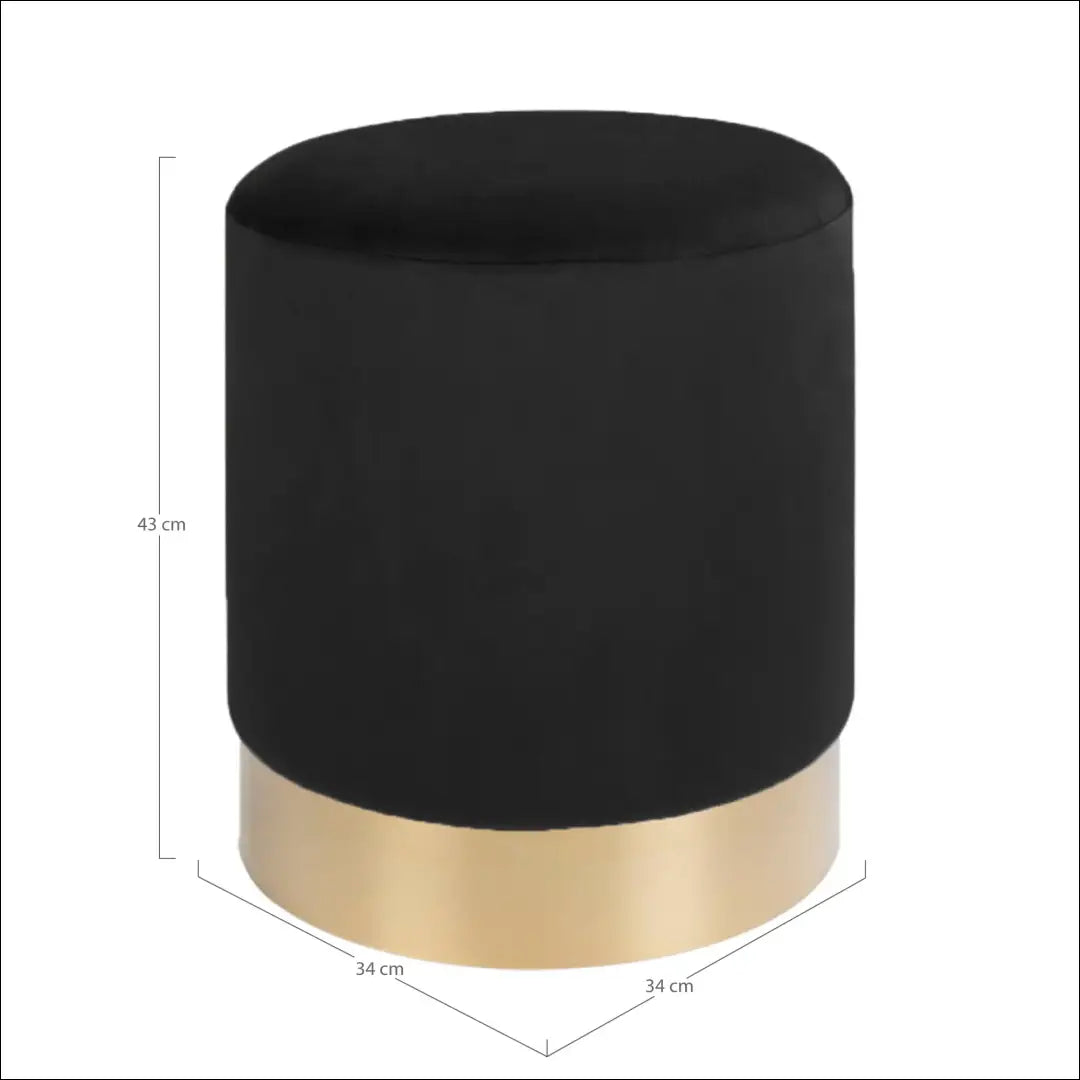 Pufas aksominis juodas žalvario spalvos pagrindas ø34x43 cm RD299 - €48 Save 15% 25-50, __label:Pristatymas 5-14 d.d.,