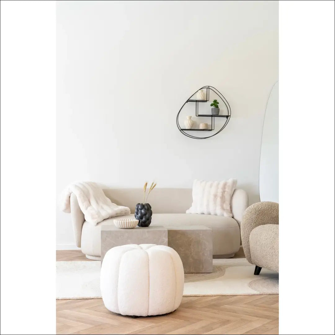 Pufas balkšvas ø48x38 cm RD276 - €97 Save 15% 50-100, __label:Pristatymas 5-14 d.d., Balkšva, nordic, Poufs €50 to €100
