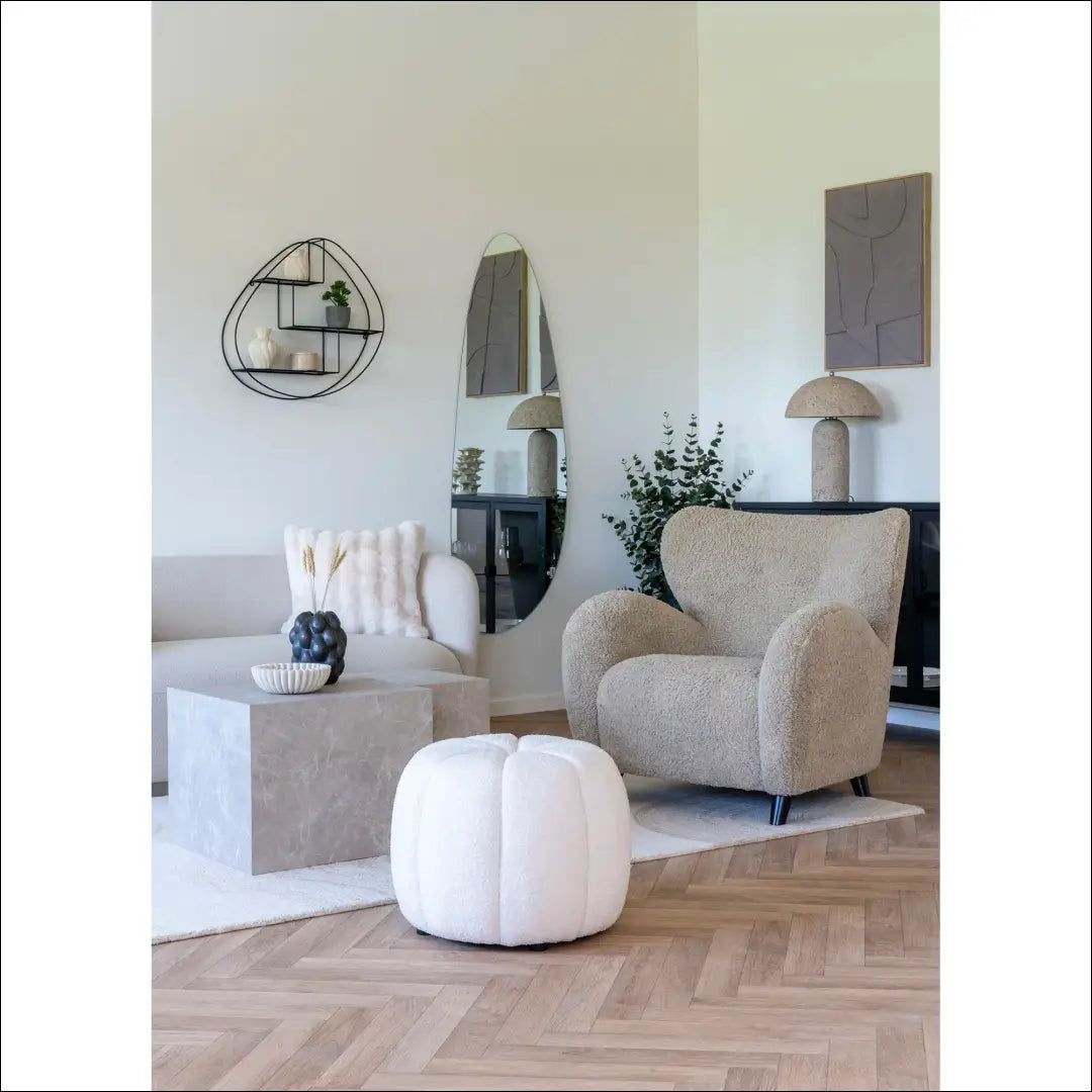 Pufas balkšvas ø48x38 cm RD276 - €97 Save 15% 50-100, __label:Pristatymas 5-14 d.d., Balkšva, nordic, Poufs €50 to €100