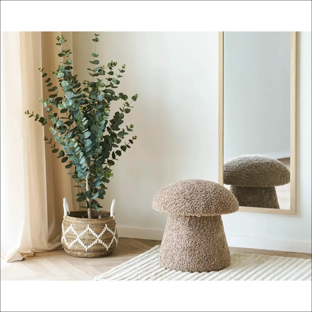 Pufas dirbtinio kailio rudas ø45x45 cm RD294 - €82 Save 15% 50-100, __label:Pristatymas 5-14 d.d., nordic, Poufs, Ruda