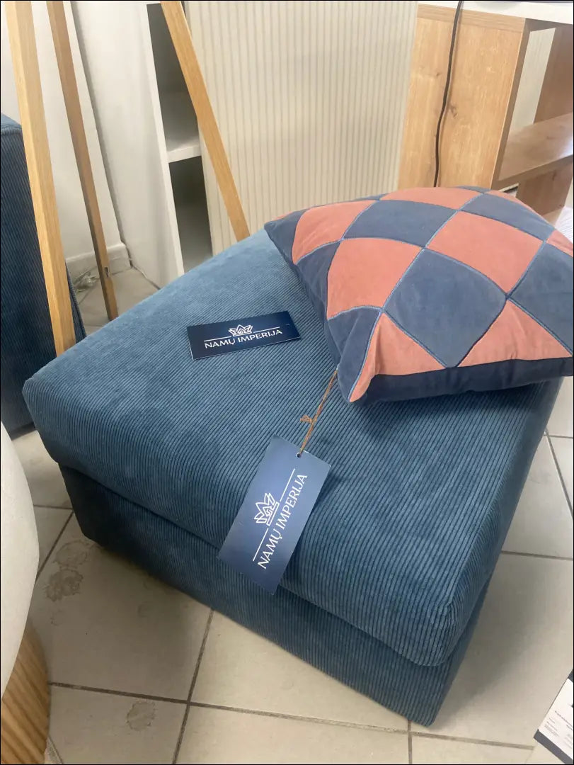 Pufas MI488 - €105 Save 70% 100-200, __label:Pristatymas 1-2 d.d., color-melyna, material-aksomas, minksti €100 to €200