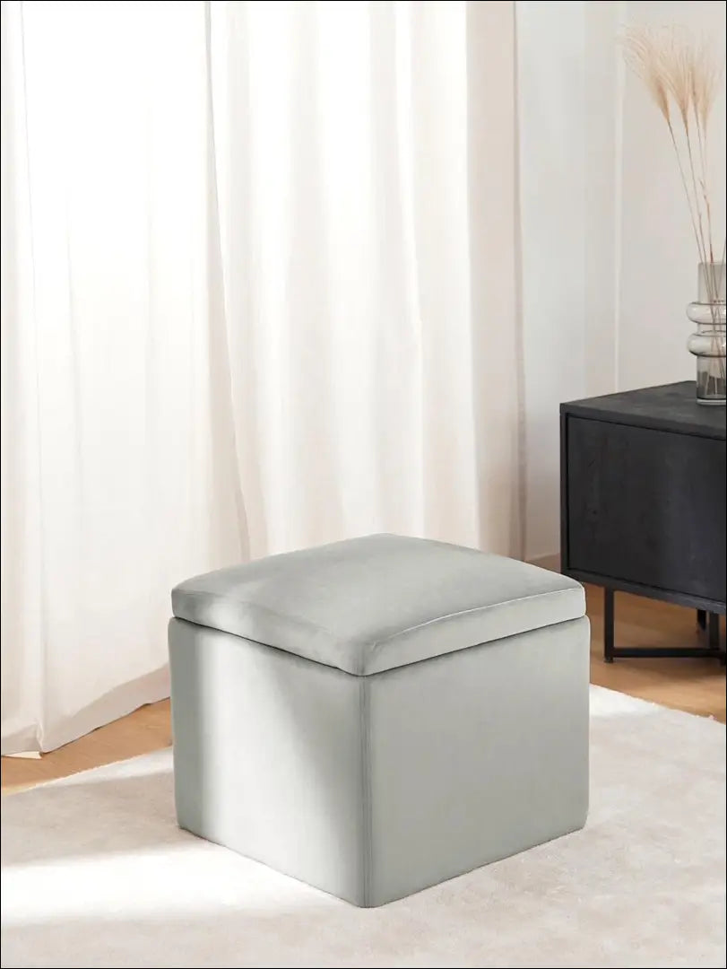 Pufas su daiktadėže MI339 - €45 Save 70% 25-50, __label:Pristatymas 1-2 d.d., color-pilka, material-aksomas,