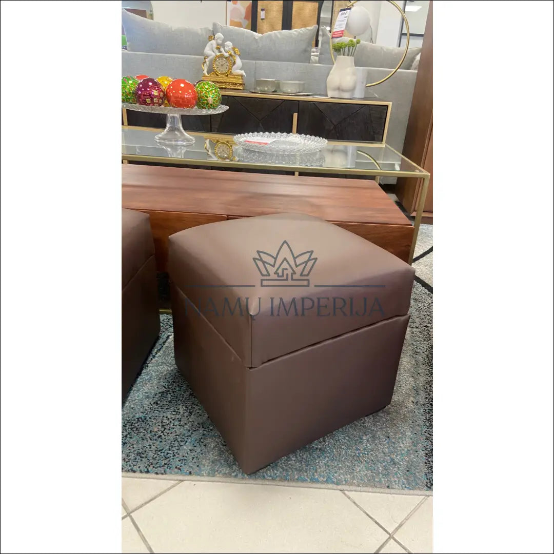Pufas su daiktadėže MI385 - €40 Save 50% 25-50, __label:Pristatymas 1-2 d.d., color-ruda, material-eko-oda, minkšti