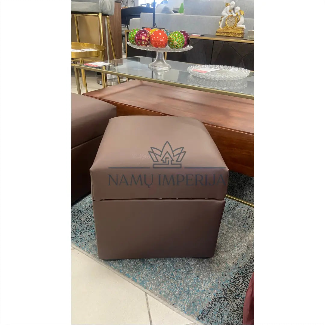 Pufas su daiktadėže MI385 - €40 Save 50% 25-50, __label:Pristatymas 1-2 d.d., color-ruda, material-eko-oda, minkšti