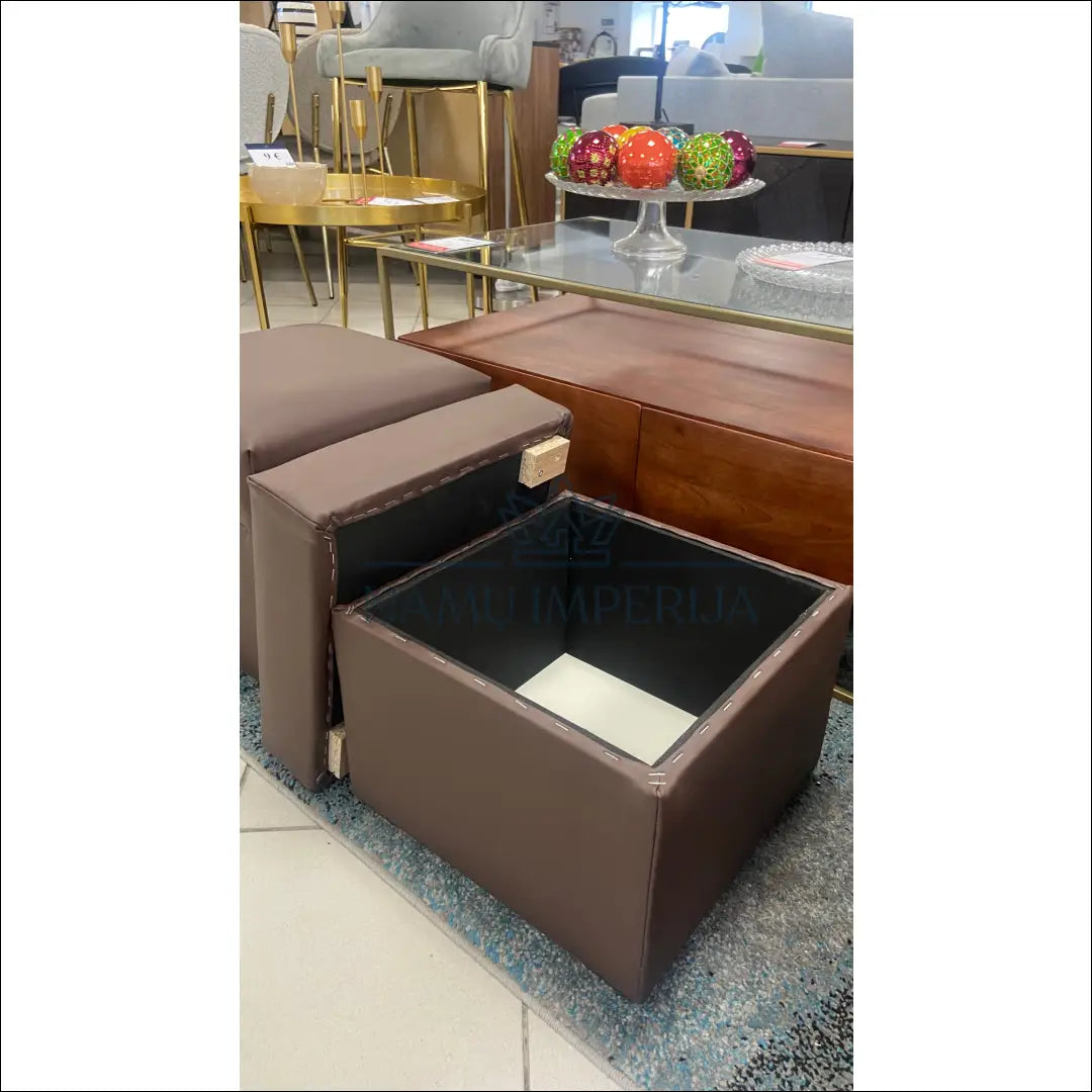 Pufas su daiktadėže MI385 - €40 Save 50% 25-50, __label:Pristatymas 1-2 d.d., color-ruda, material-eko-oda, minkšti