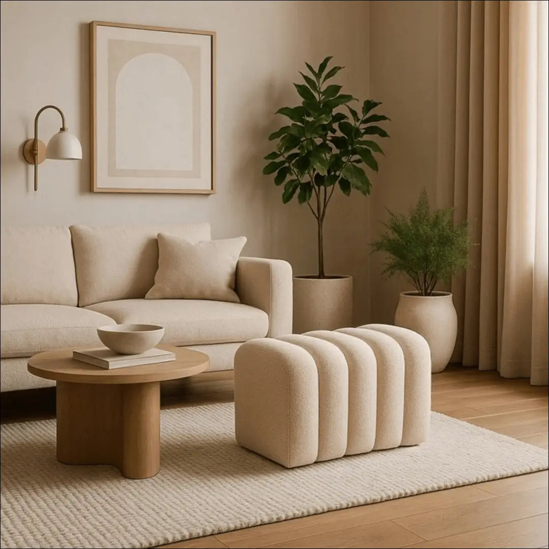 Pufas su veliūro audiniu kreminės spalvos / smėlio TE708 - €56 Save 15% 50-100, __label:Pristatymas 5-14 d.d., elite,