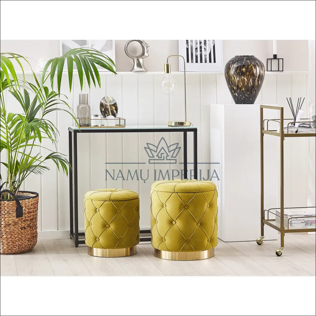 Pufų komplektas (2vnt) MI785 - €75 Save 50% 50-100, __label:Pristatymas 1-2 d.d., color-auksine, color-geltona,