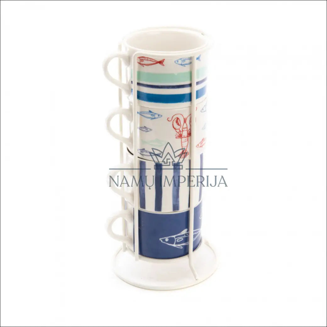 Puodelių komplektas su stovu DI6902 - €15 Save 55% __label:Pristatymas 1-2 d.d., color-balta, color-marga,