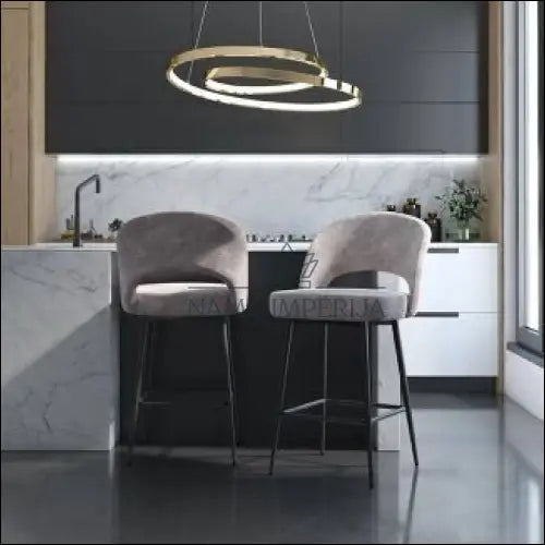 Pusbario kėdė VI1095 - €65 Save 50% 50-100, __label:Pristatymas 1-2 d.d., baro-kedes, color-pilka, material-aksomas €50