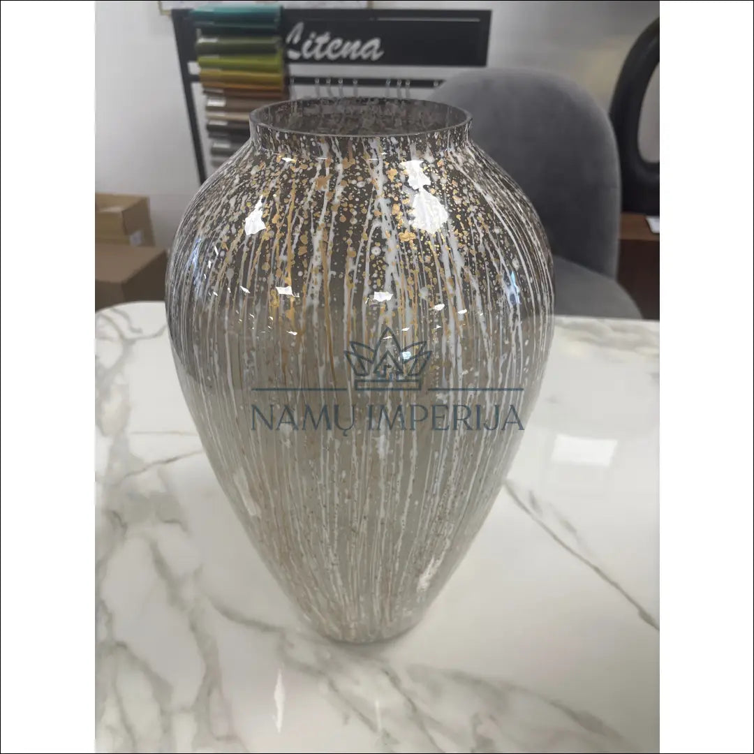 Rankų darbo vaza DI10216 - €90 Save 50% 50-100, __label:Pristatymas 1-2 d.d., color-auksine, color-balta, interjeras