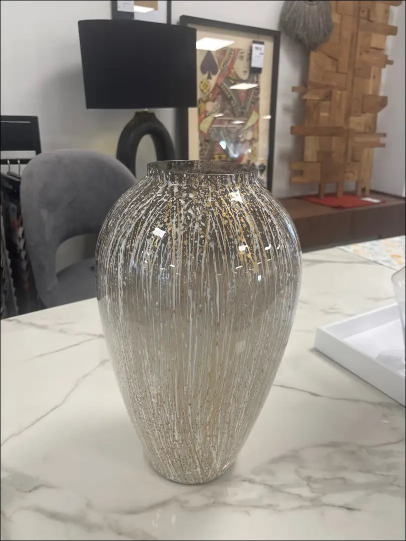 Rankų darbo vaza DI10216 - €84 Save 50% 50-100, __label:Pristatymas 1-2 d.d., color-auksine, color-balta, interjeras