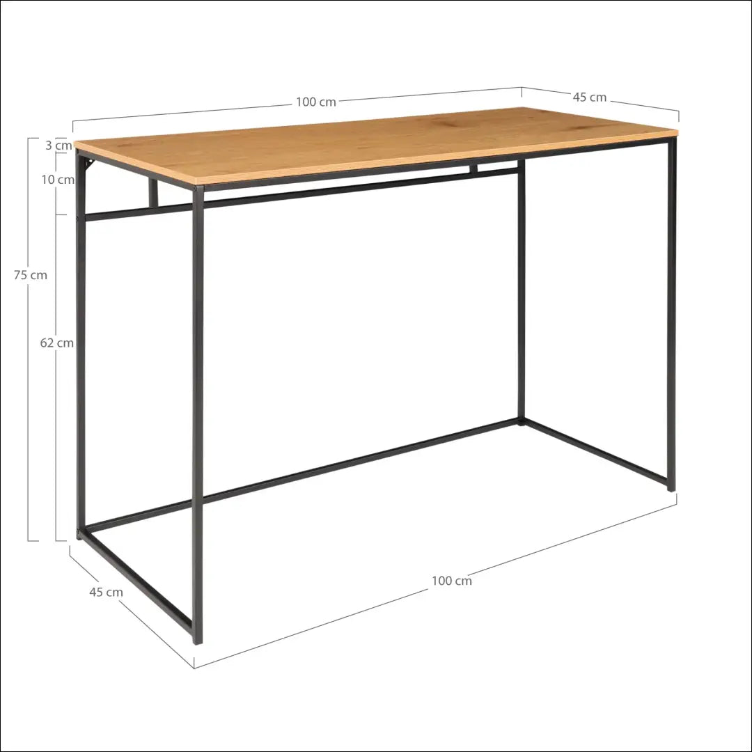 Rašomasis stalas ąžuolo imitacijos su juodu rėmu 100x45x75 cm RD468 - €82 Save 15% 50-100, __label:Pristatymas 5-14