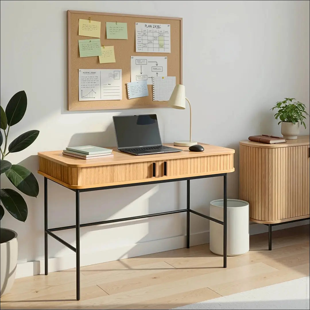 Rašomasis stalas iš MDF ąžuolo spalvos 120 cm TE340 - €240 Save 15% __label:Pristatymas 5-14 d.d., elite, over-200,