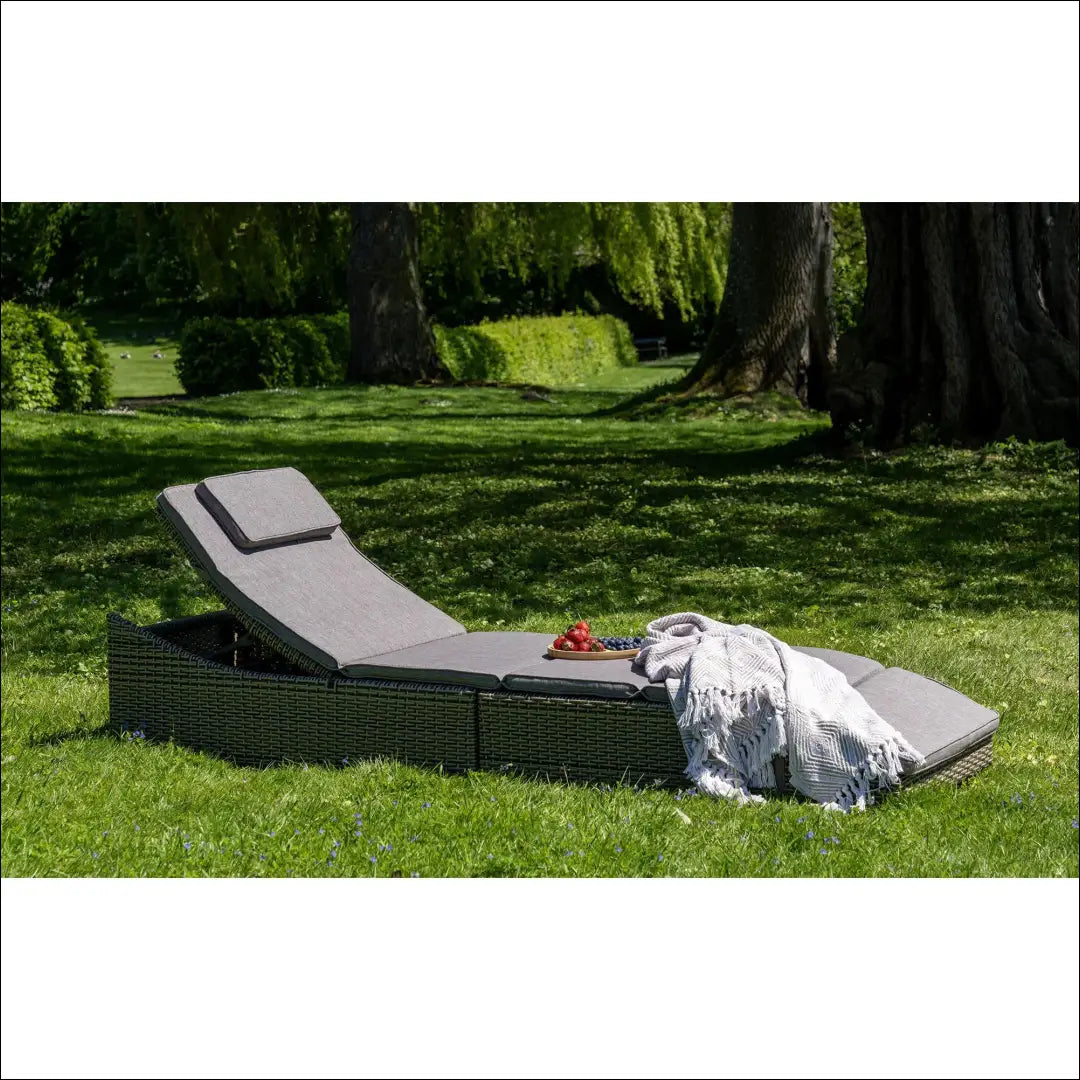 Saulės gultas poliratanas kubu pilka su pagalvėle RD1076 - €317 Save 15% __label:Pristatymas 5-14 d.d., Deck chairs,