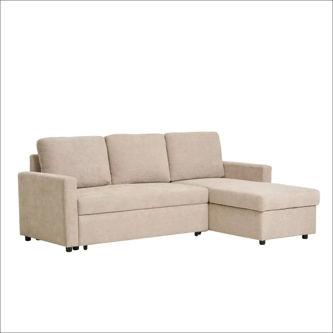 Šezlonginė sofa-lova su daiktadėže tamsiai smėlio spalvos natūralios kojelės RD230 - €941 Save 15% nordic, over-200,