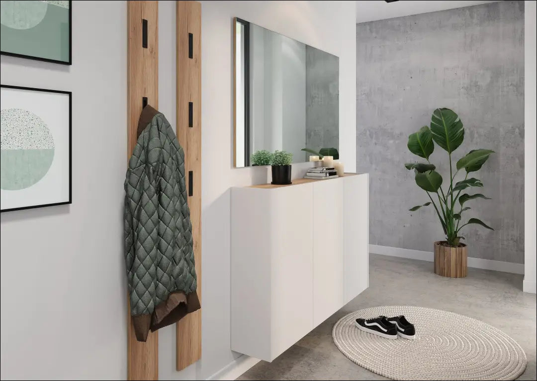 Sieninė batų spintelė KI1705 - €180 Save 50% 100-200, __label:Pristatymas 1-2 d.d., batu-lentyna, batu-spintele,