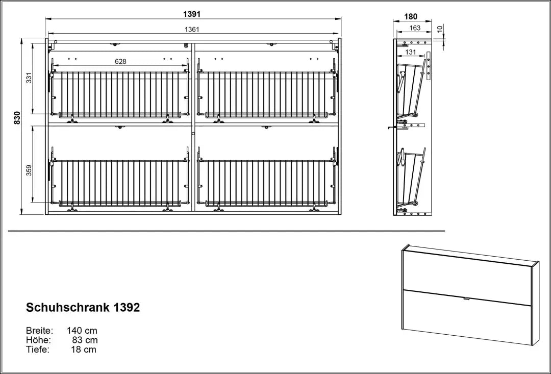 Sieninė batų spintelė KI1819 - €145 Save 50% 100-200, __label:Pristatymas 1-2 d.d., batu-lentyna, batu-spintele,
