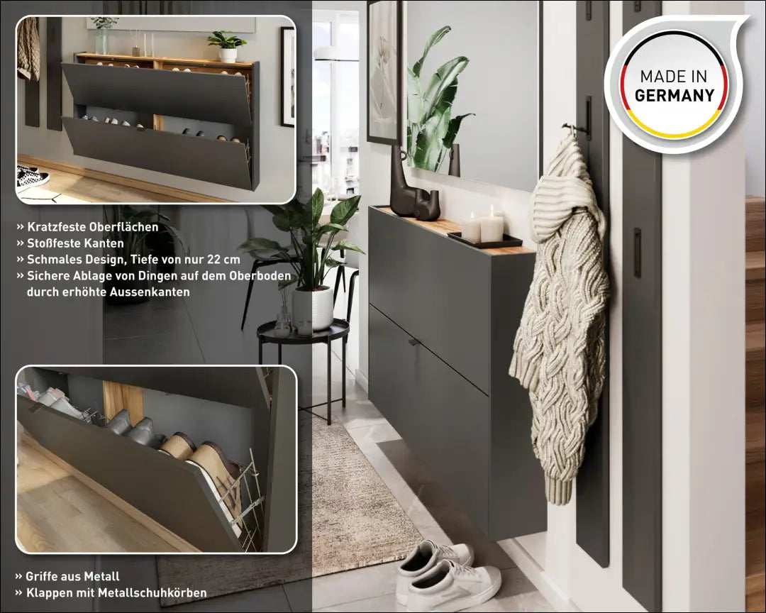 Sieninė batų spintelė KI1819 - €145 Save 50% 100-200, __label:Pristatymas 1-2 d.d., batu-lentyna, batu-spintele,