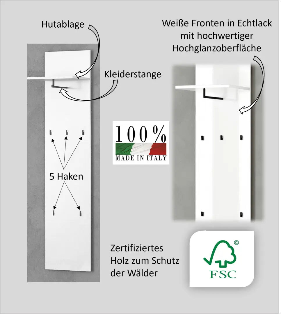 Sieninė kabykla KI1568 - €30 Save 70% 25-50, __label:Pristatymas 1-2 d.d., color-balta, material-mediena, pazeistas €25