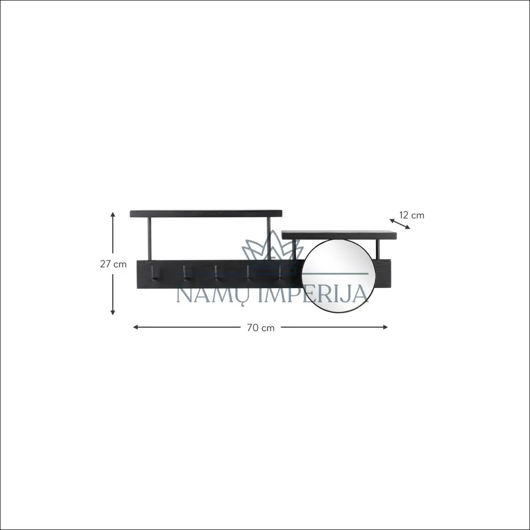 Sieninė kabykla su veidrodžiu KI490 - €35 Save 65% 25-50, __label:Pristatymas 1-2 d.d., color-juoda, interjeras,