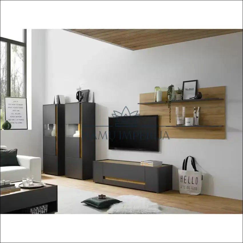 Sieninė lentyna SI1830 - €45 Save 65% 25-50, __label:Pristatymas 1-2 d.d., color-pilka, color-ruda, material-mediena