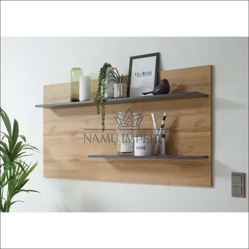 Sieninė lentyna SI1830 - €45 Save 65% 25-50, __label:Pristatymas 1-2 d.d., color-pilka, color-ruda, material-mediena