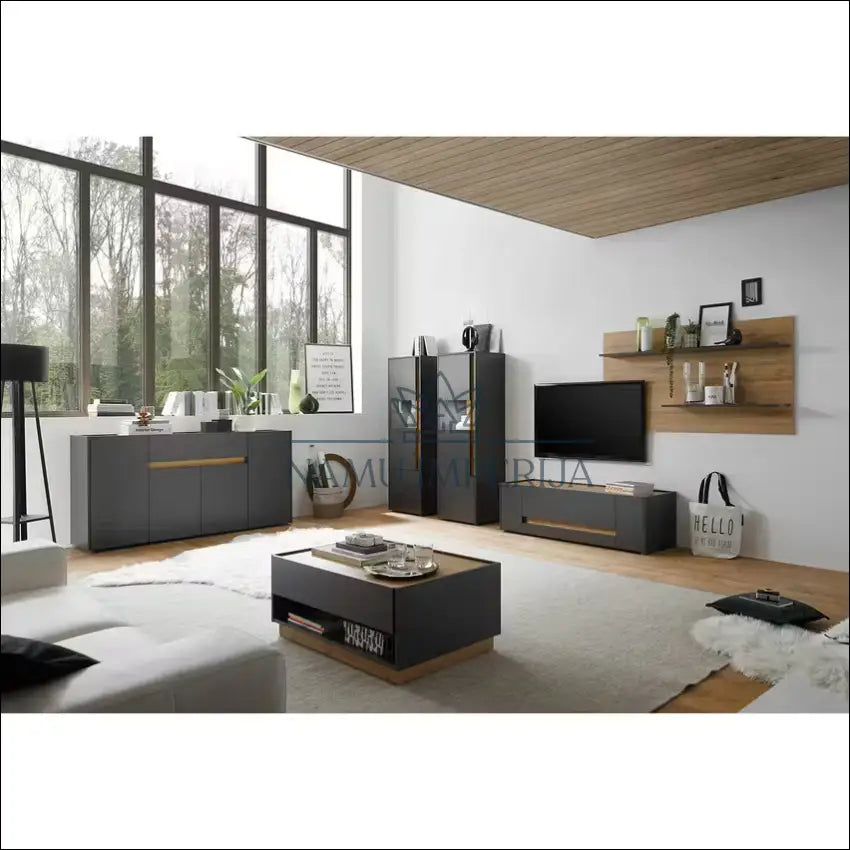 Sieninė lentyna SI1830 - €45 Save 65% 25-50, __label:Pristatymas 1-2 d.d., color-pilka, color-ruda, material-mediena