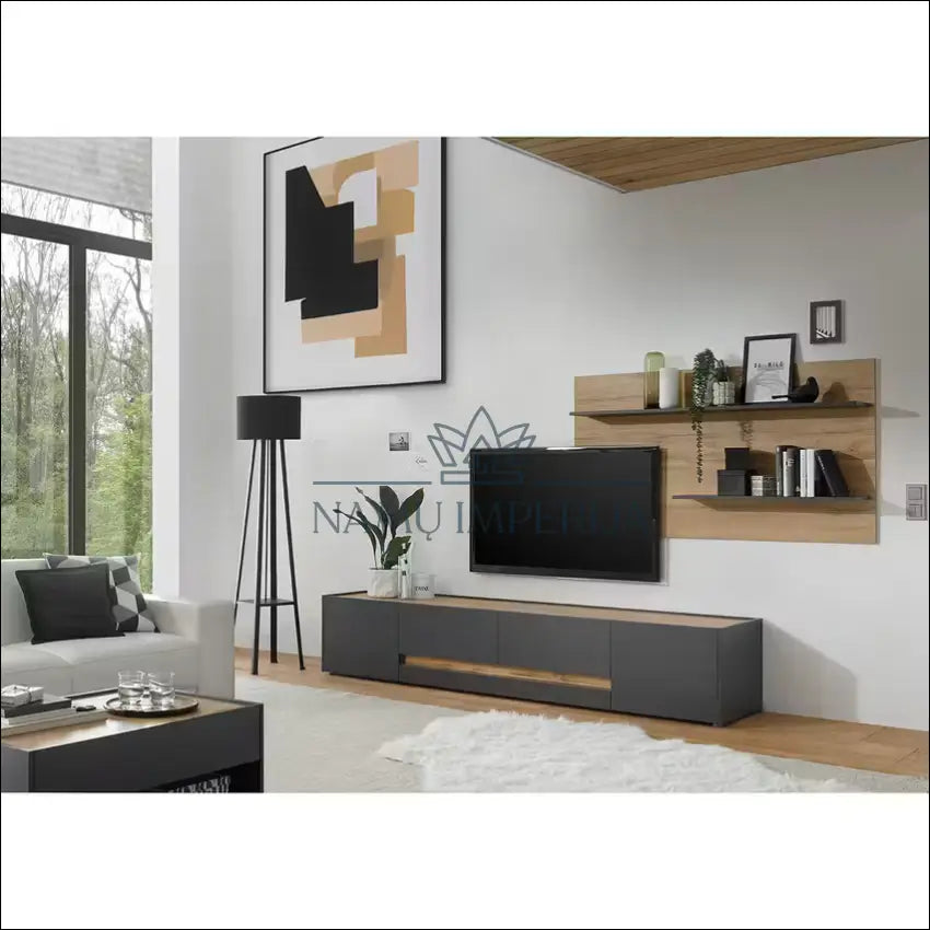 Sieninė lentyna SI1830 - €45 Save 65% 25-50, __label:Pristatymas 1-2 d.d., color-pilka, color-ruda, material-mediena