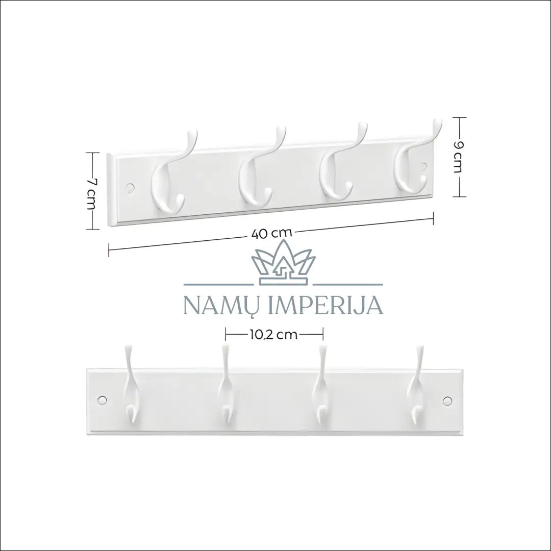 Sieninė paltų kabykla SM280 €43 Save 40% 25 50, __label:Pristatymas 5 14 d.d., notouch30, song 40x9x7cm / Balta / MDF