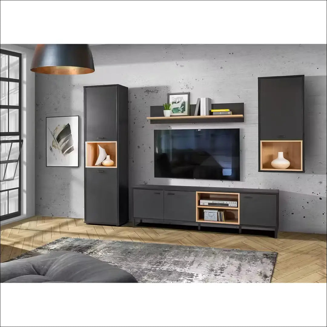 Sieninė spintelė KI1280 - €25 Save 80% 25-50, __label:Pristatymas 1-2 d.d., color-juoda, color-ruda, material-mediena