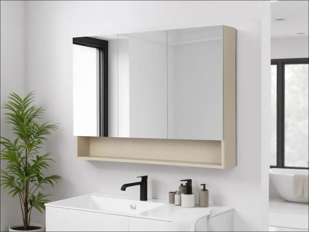 Sieninė veidrodinė vonios spintelė KI1804 - €120 Save 50% 100-200, __label:Pristatymas 1-2 d.d., color-smelio,