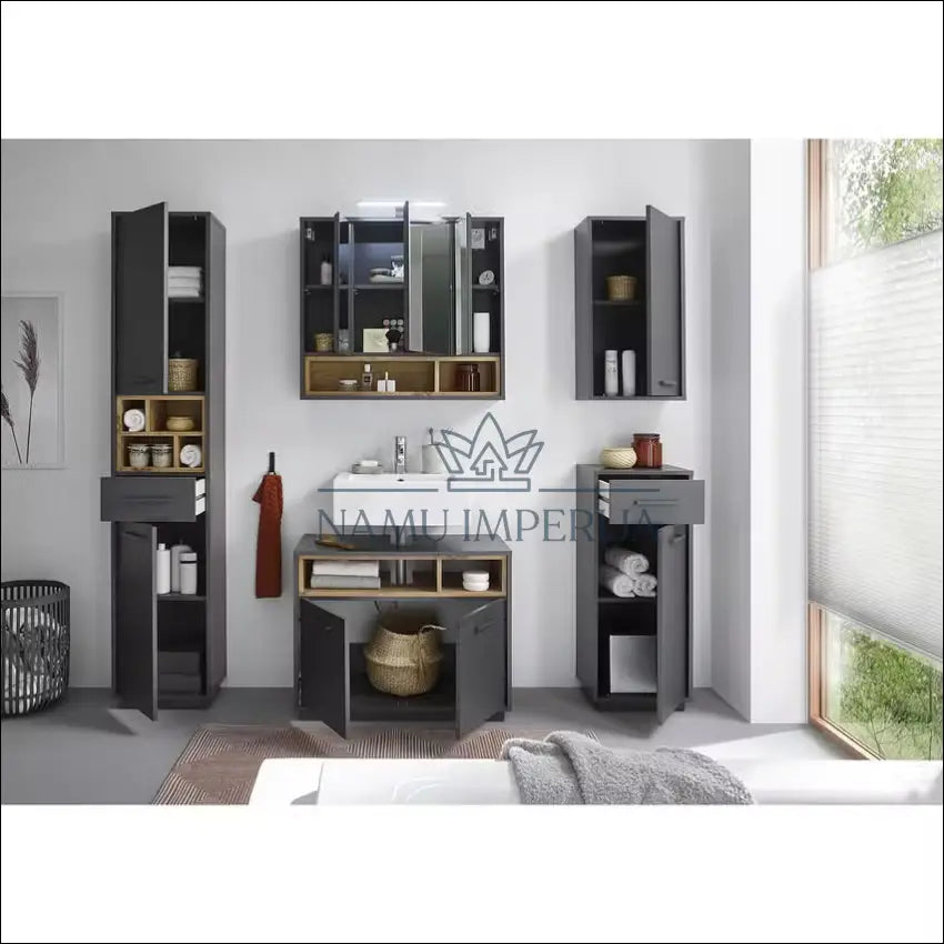 Sieninė vonios spintelė su apšvietimu KI1318 €75 Save 50% 50 100, __label:Pristatymas 1 2 d.d., color pilka, ruda,