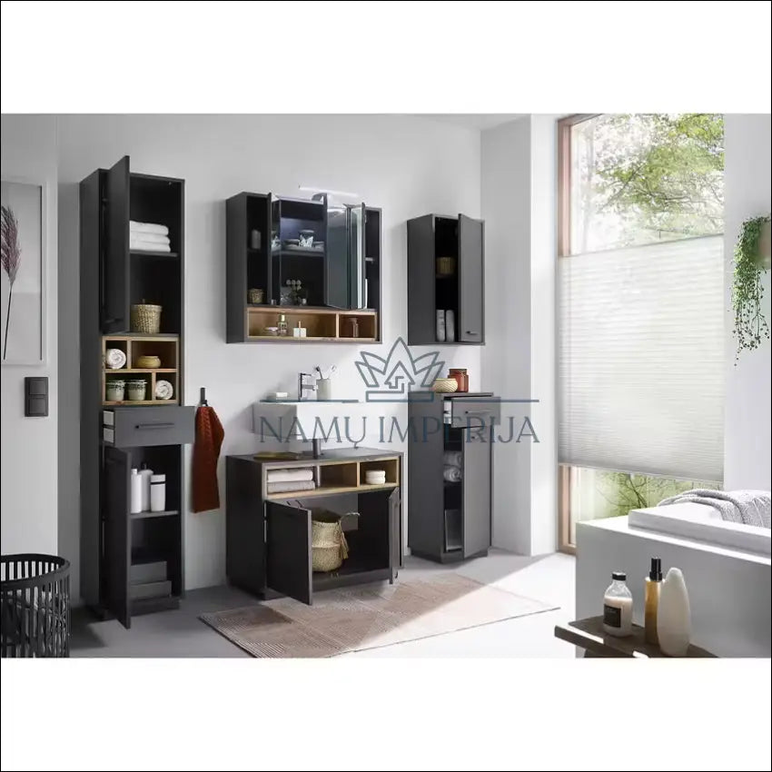 Sieninė vonios spintelė su apšvietimu KI1318 €75 Save 50% 50 100, __label:Pristatymas 1 2 d.d., color pilka, ruda,