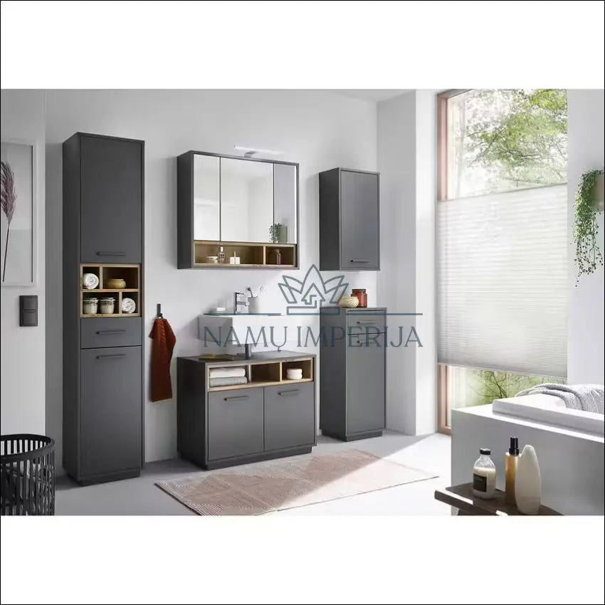 Sieninė vonios spintelė su apšvietimu KI1318 €75 Save 50% 50 100, __label:Pristatymas 1 2 d.d., color pilka, ruda,