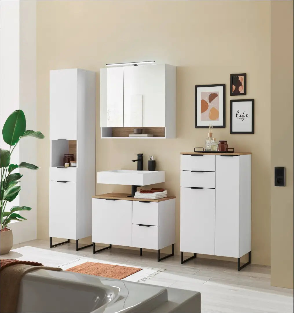 Sieninė vonios spintelė su apšvietimu KI1692 - €124 Save 50% 100-200, __label:Pristatymas 1-2 d.d., color-balta,