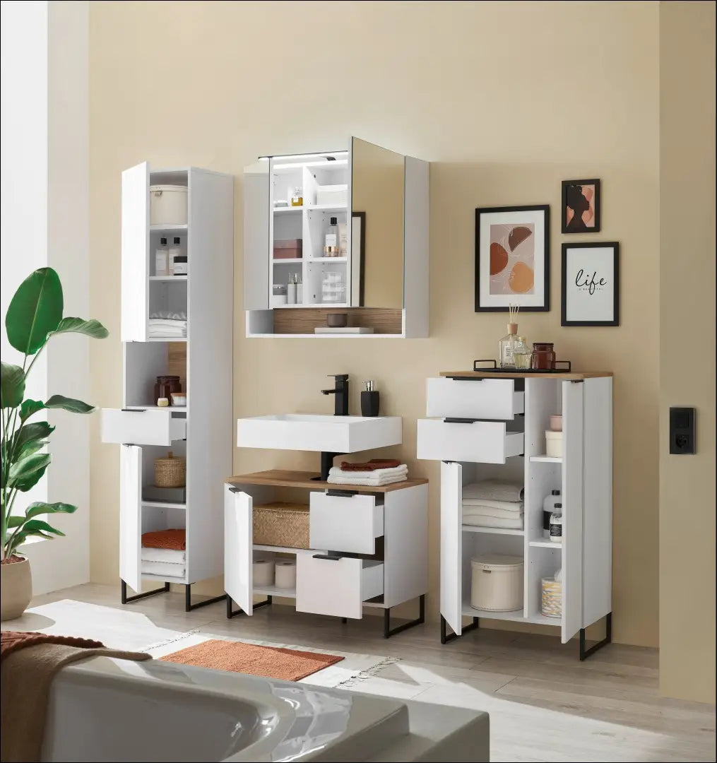 Sieninė vonios spintelė su apšvietimu KI1692 - €124 Save 50% 100-200, __label:Pristatymas 1-2 d.d., color-balta,