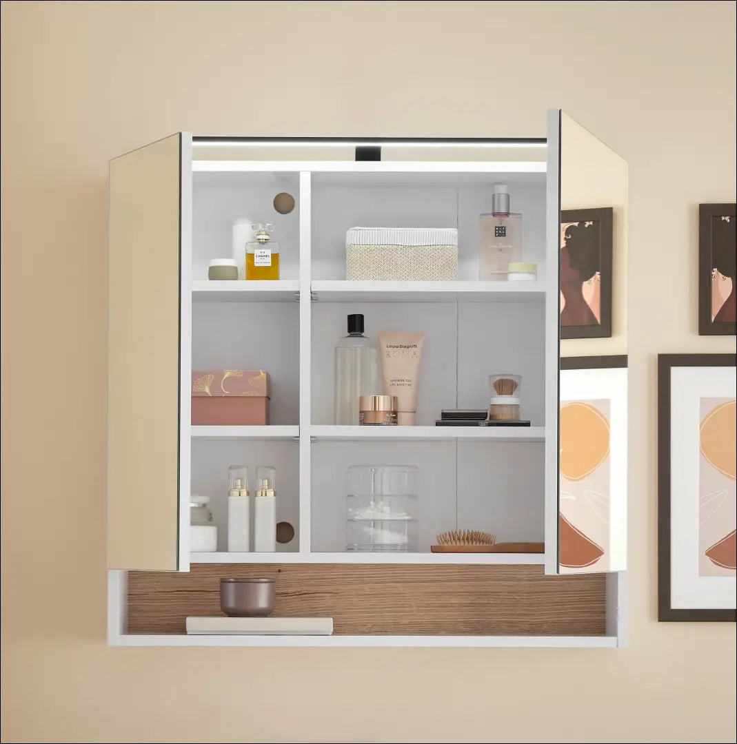 Sieninė vonios spintelė su apšvietimu KI1692 - €124 Save 50% 100-200, __label:Pristatymas 1-2 d.d., color-balta,