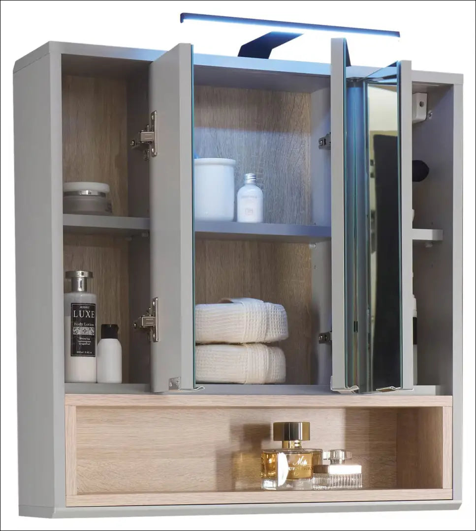 Sieninė vonios spintelė su apšvietimu KI1897 - €94 Save 50% 50-100, __label:Pristatymas 1-2 d.d., color-pilka,