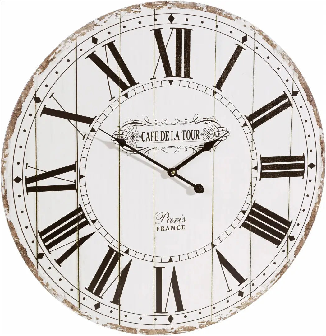 Sieninis laikrodis „Cafe de la tour“ (60cm) DI12471 - €32 Save 50% 25-50, __label:Pristatymas 1-2 d.d., color-balta,