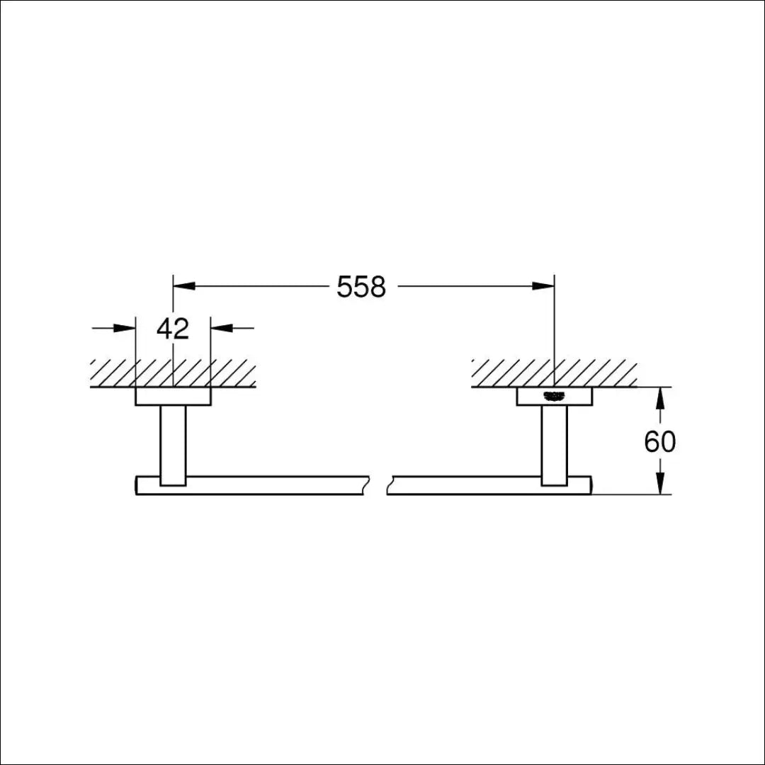 Sieninis rankšluosčių laikiklis ’Grohe’ KI691 - €53 Save 50% 50-100, __label:Pristatymas 1-2 d.d., color-sidabrine,