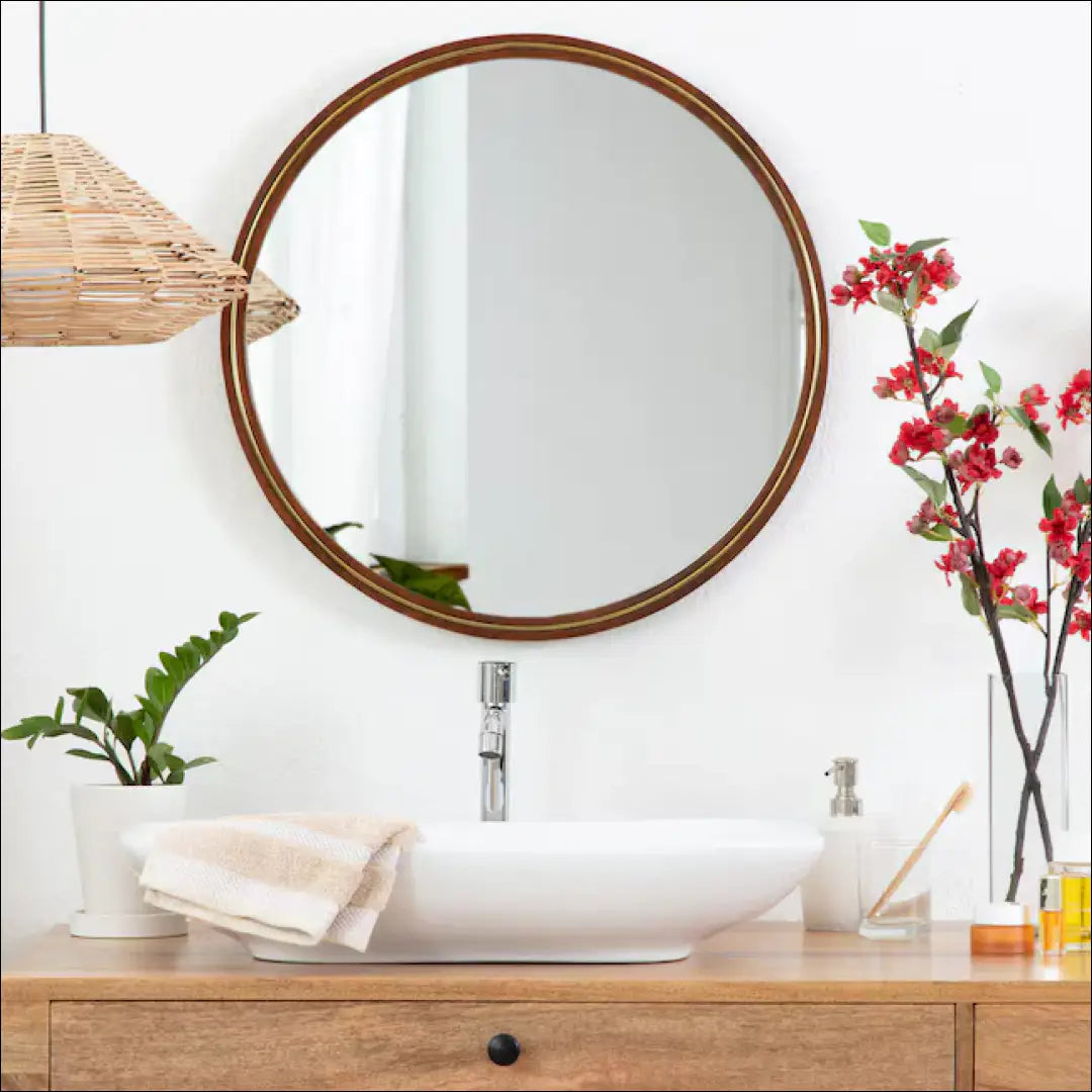 Sieninis veidrodis DI10386 - €44 Save 50% 25-50, __label:Pristatymas 1-2 d.d., color-auksine, color-ruda, interjeras