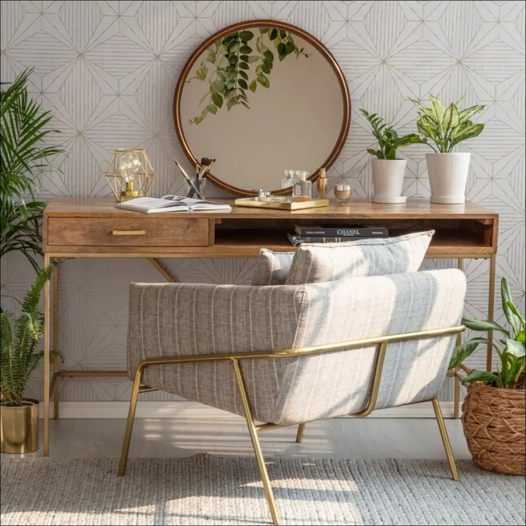 Sieninis veidrodis DI10386 - €44 Save 50% 25-50, __label:Pristatymas 1-2 d.d., color-auksine, color-ruda, interjeras