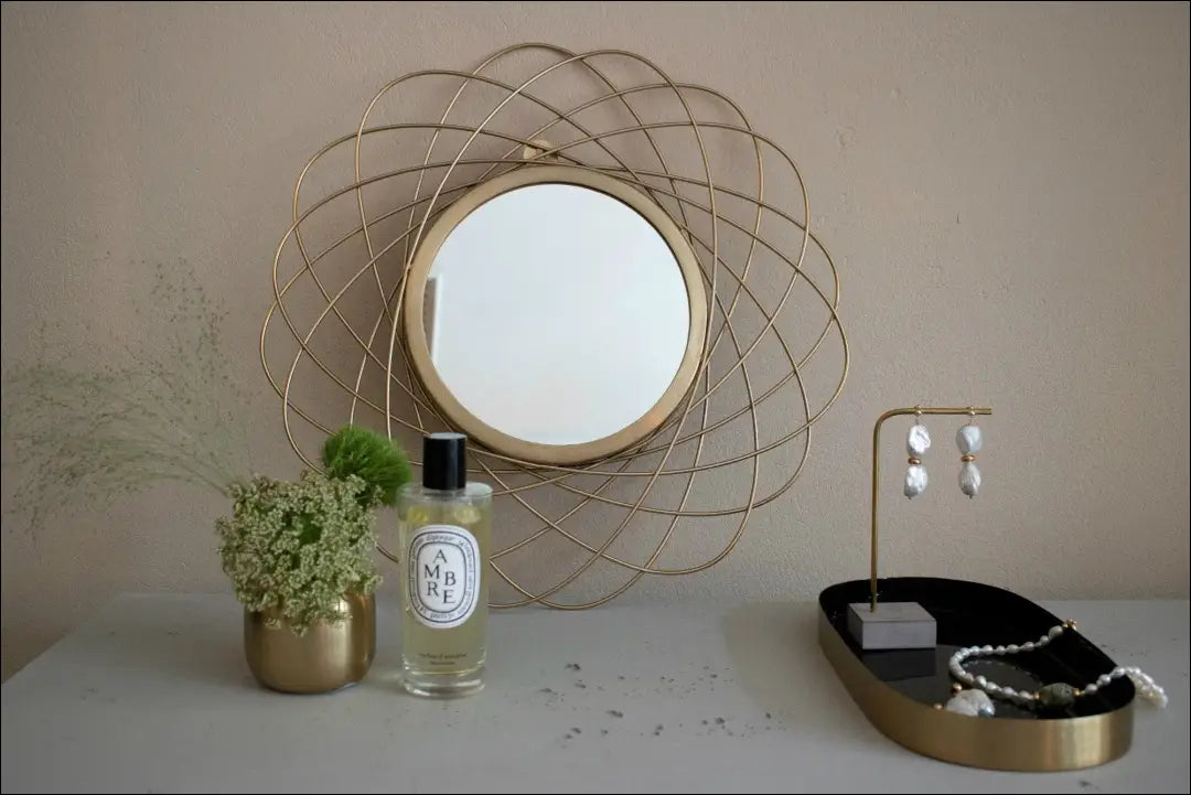 Sieninis veidrodis DI10772 - €24 Save 50% __label:Pristatymas 1-2 d.d., color-auksine, interjeras, material-metalas,