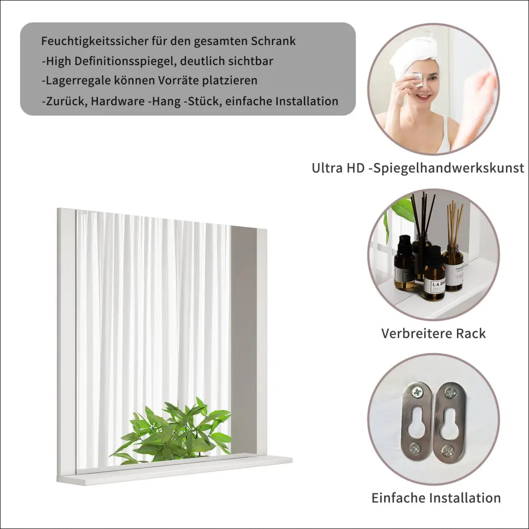 Sieninis veidrodis su lentynėle DI12623 - €33 Save 50% 25-50, __label:Pristatymas 1-2 d.d., color-balta, interjeras,