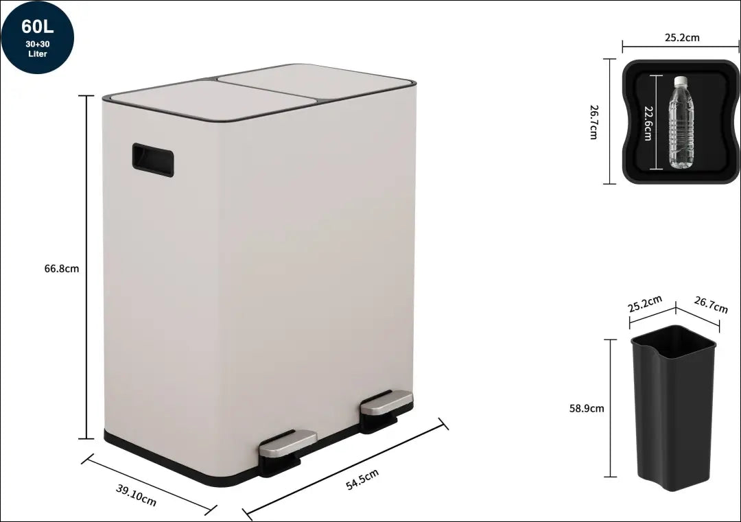 Šiukšliadėžė (60l) KI1794 - €74 Save 50% 50-100, __label:Pristatymas 1-2 d.d., color-smelio, interjeras, kita Trash
